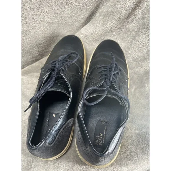 Bull Boxer Jadyn Men’s 9 Metallic Blue Leather Shoes Loafers Sneakers 43 Oxfords - Picture 4 of 13